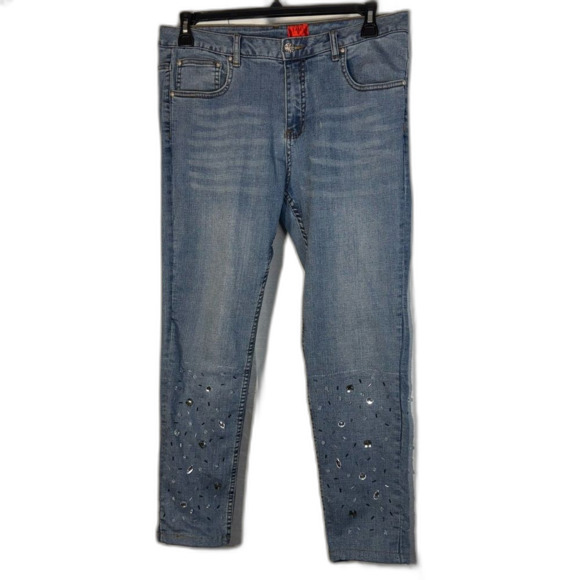 Cristina size 12  Embellished rhinestones partially lined Blue Jeans - Picture 1 of 12